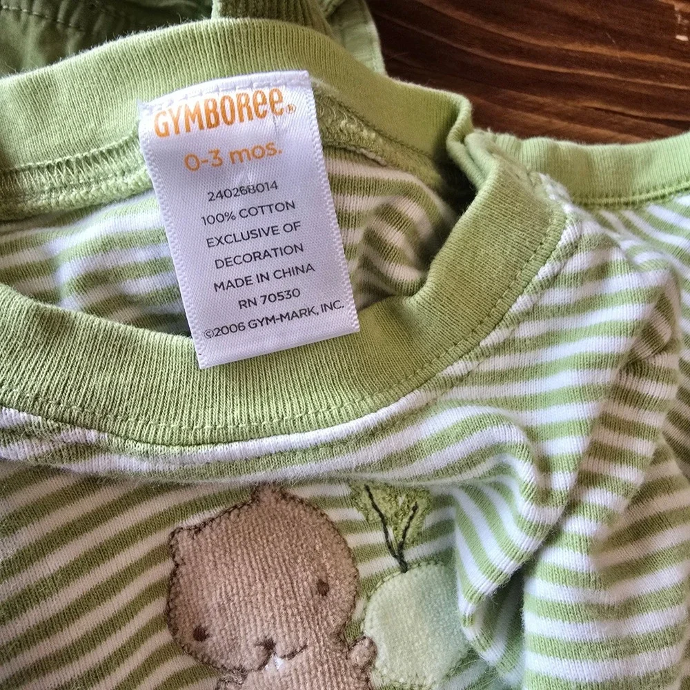 Vintage Gymboree Does Your Garden Grow Baby Corduroy Overalls & Striped Set 0-3M